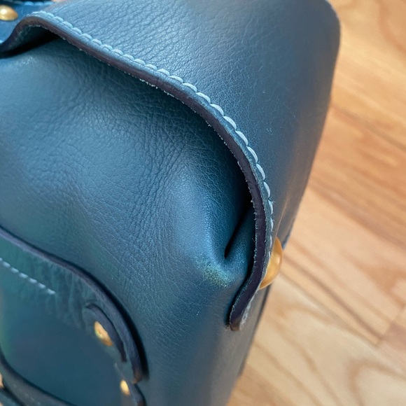 Authentic Ferragamo Blue Gancini Tote with Double Straps & Brushed Gold Hardware - Picture 11 of 13